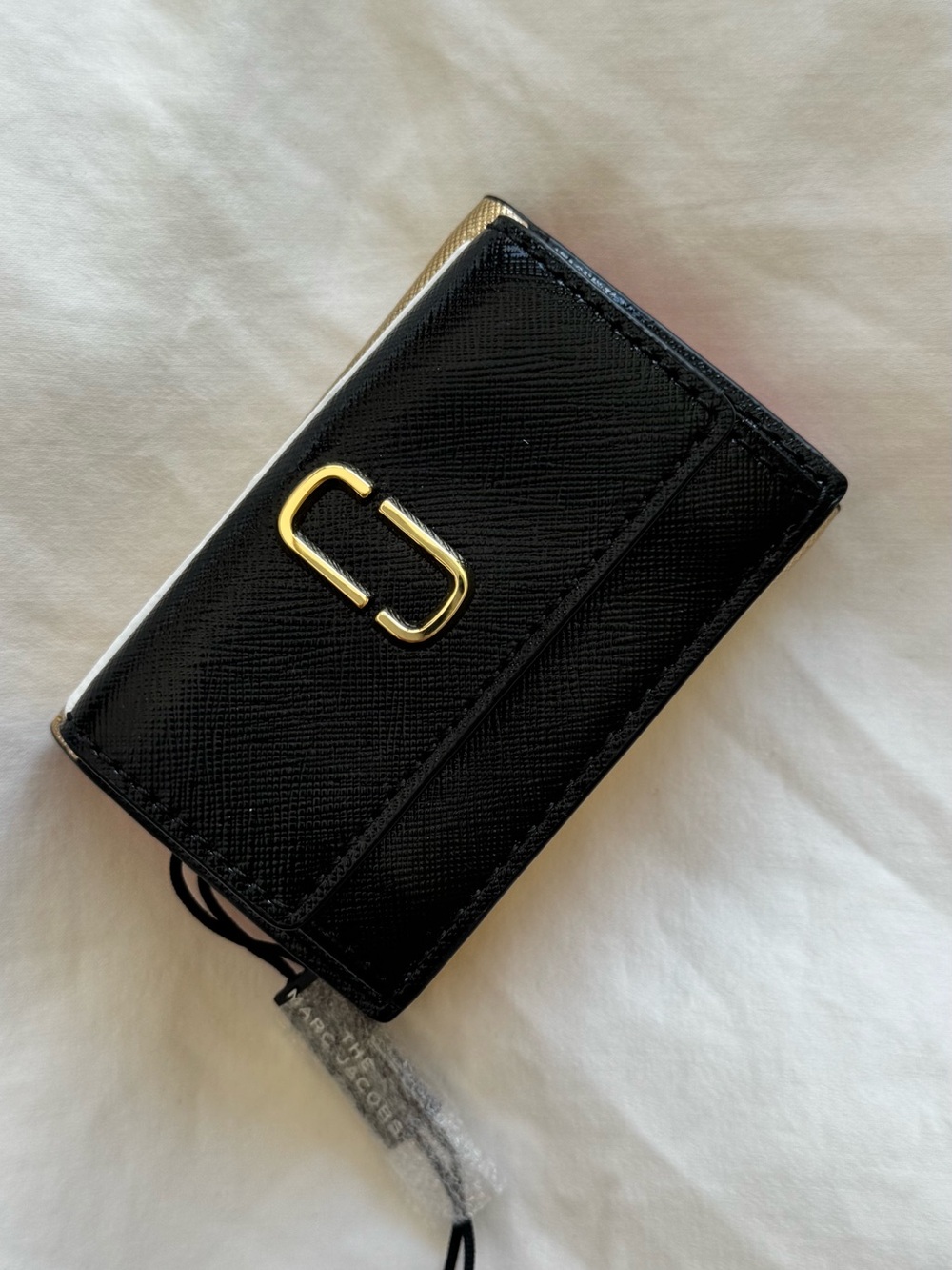 Marc Jacobs Black Saffiano Key & Card Holder with Gold Logo